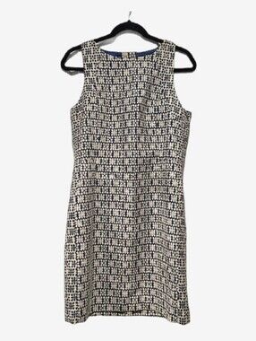Banana Republic Navy Geometric Jacquard Cutout Back Shift Dress Size 6